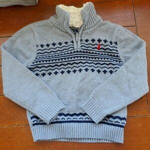 Nautical gray and navy 5/6 boys pull over sweater